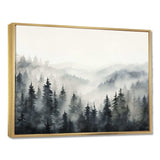 Grey Misty Morning Forest Horizon - Landscapes Canvas Wall Art