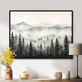 Grey Misty Morning Forest Horizon I - Landscapes Canvas Wall Art