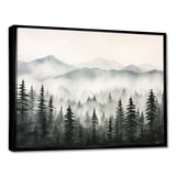 Grey Misty Morning Forest Horizon I - Landscapes Canvas Wall Art