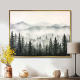 Grey Misty Morning Forest Horizon I - Landscapes Canvas Wall Art