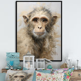 Minimalism Monkey Silhouette - Beige Monkey Wall Art