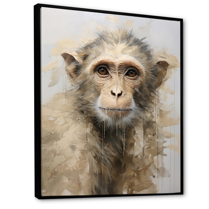 Minimalism Monkey Silhouette - Beige Monkey Wall Art