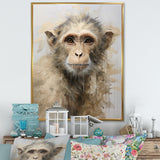 Minimalism Monkey Silhouette - Beige Monkey Wall Art