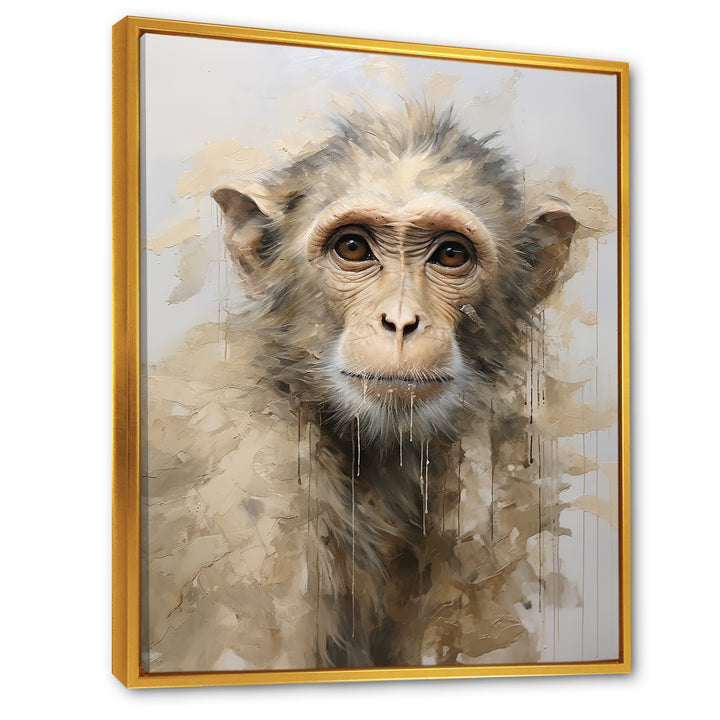 Minimalism Monkey Silhouette - Beige Monkey Wall Art