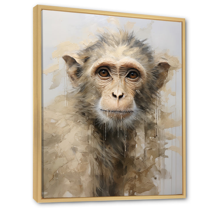 Minimalism Monkey Silhouette - Beige Monkey Wall Art
