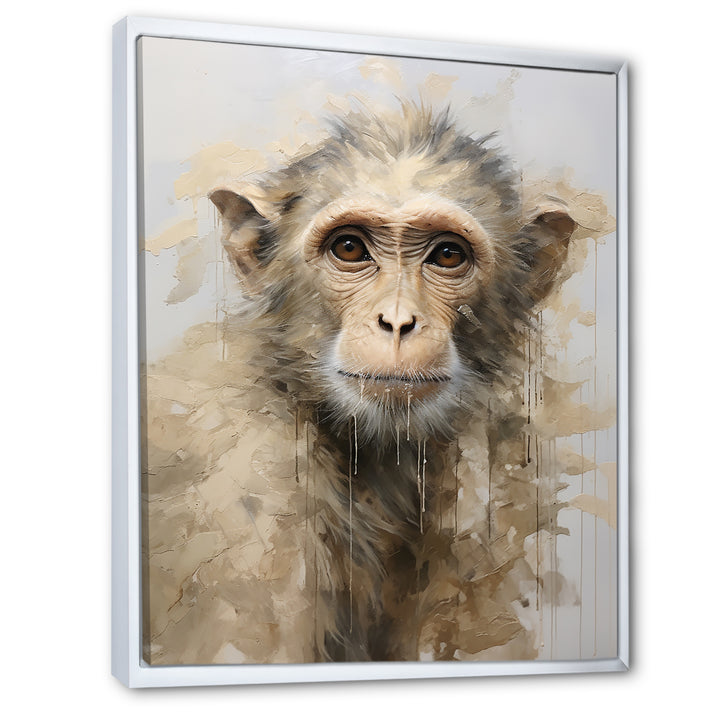 Minimalism Monkey Silhouette - Beige Monkey Wall Art