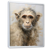 Minimalism Monkey Silhouette - Beige Monkey Wall Art