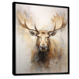 Beige And Gold Moose Portrait - Animals Canvas Wall Art