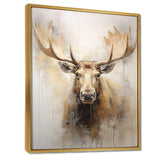 Beige And Gold Moose Portrait - Animals Canvas Wall Art