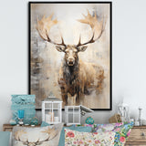 Majestic Beige Moose Portrait - Moose Framed Canvas Art