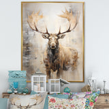 Majestic Beige Moose Portrait - Moose Framed Canvas Art