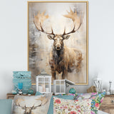 Majestic Beige Moose Portrait - Moose Framed Canvas Art