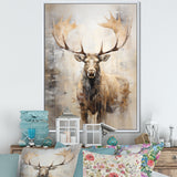 Majestic Beige Moose Portrait - Moose Framed Canvas Art