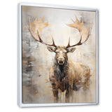 Majestic Beige Moose Portrait - Moose Framed Canvas Art