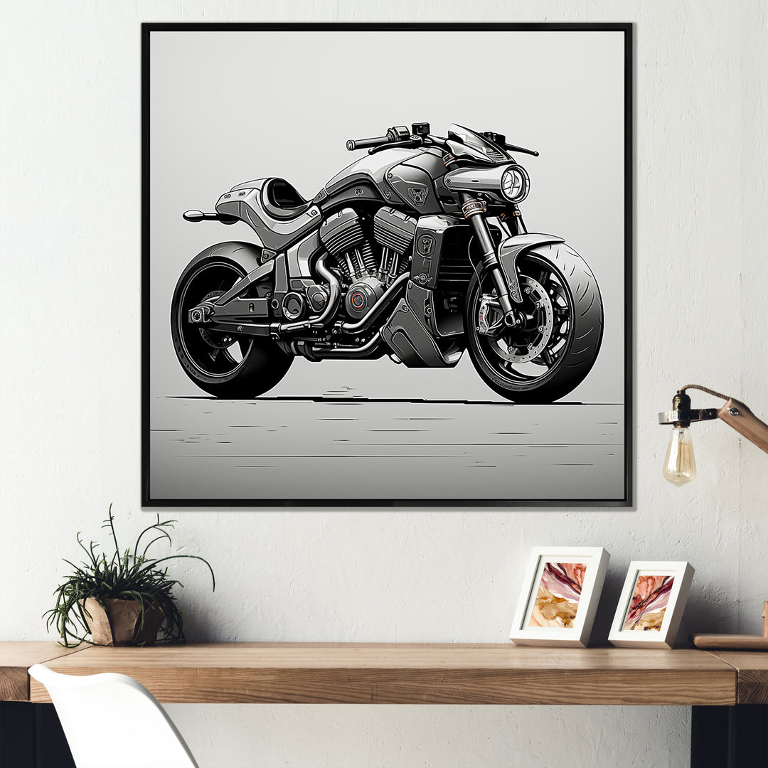 Minimalist Roadster - Motorcycle Canvas Wall Art