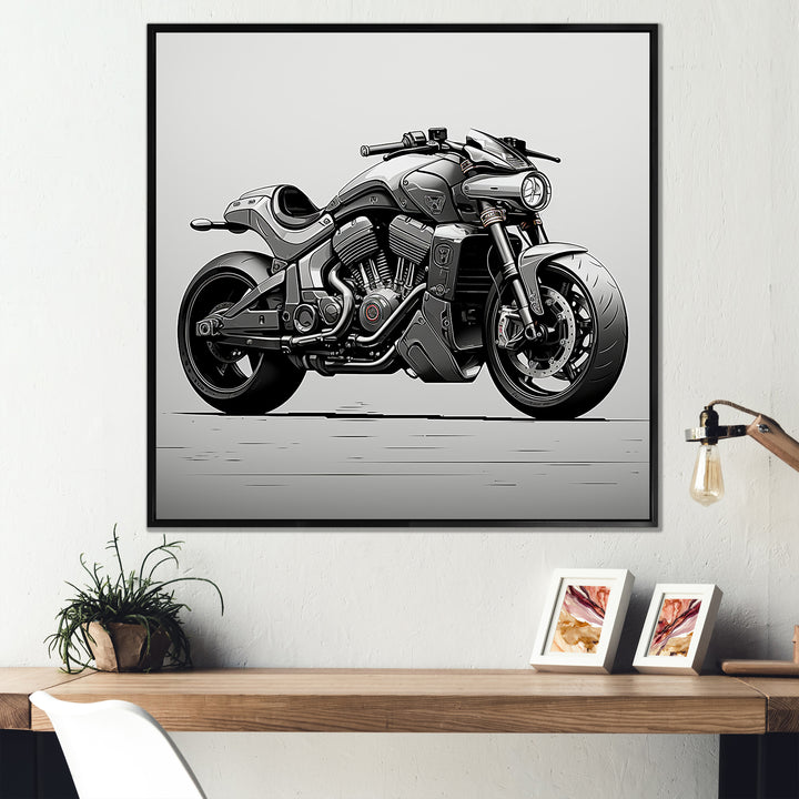 Minimalist Roadster - Motorcycle Canvas Wall Art