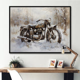 Old Rustic Bike In Winter - Motorcycle Canvas Wall Art