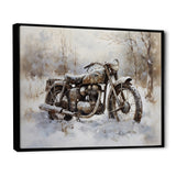 Old Rustic Bike In Winter - Motorcycle Canvas Wall Art