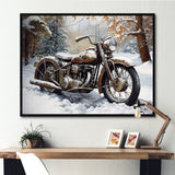 War Rustic War Bike In Winter - Motorcycle Canvas Wall Art
