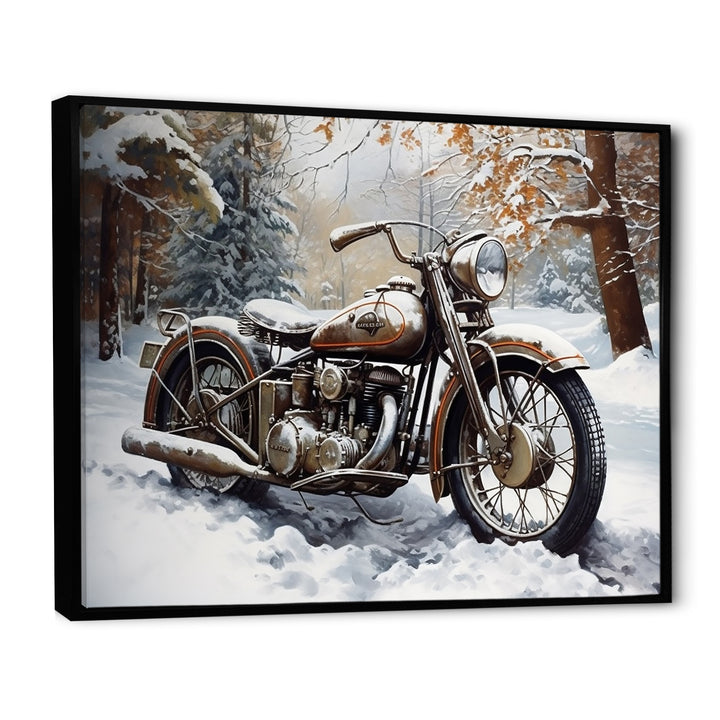 War Rustic War Bike In Winter - Motorcycle Canvas Wall Art