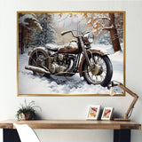 War Rustic War Bike In Winter - Motorcycle Canvas Wall Art