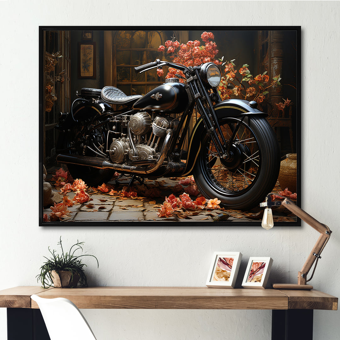 Noir Motorcycle Mystery - Motorcycle Canvas Wall Art