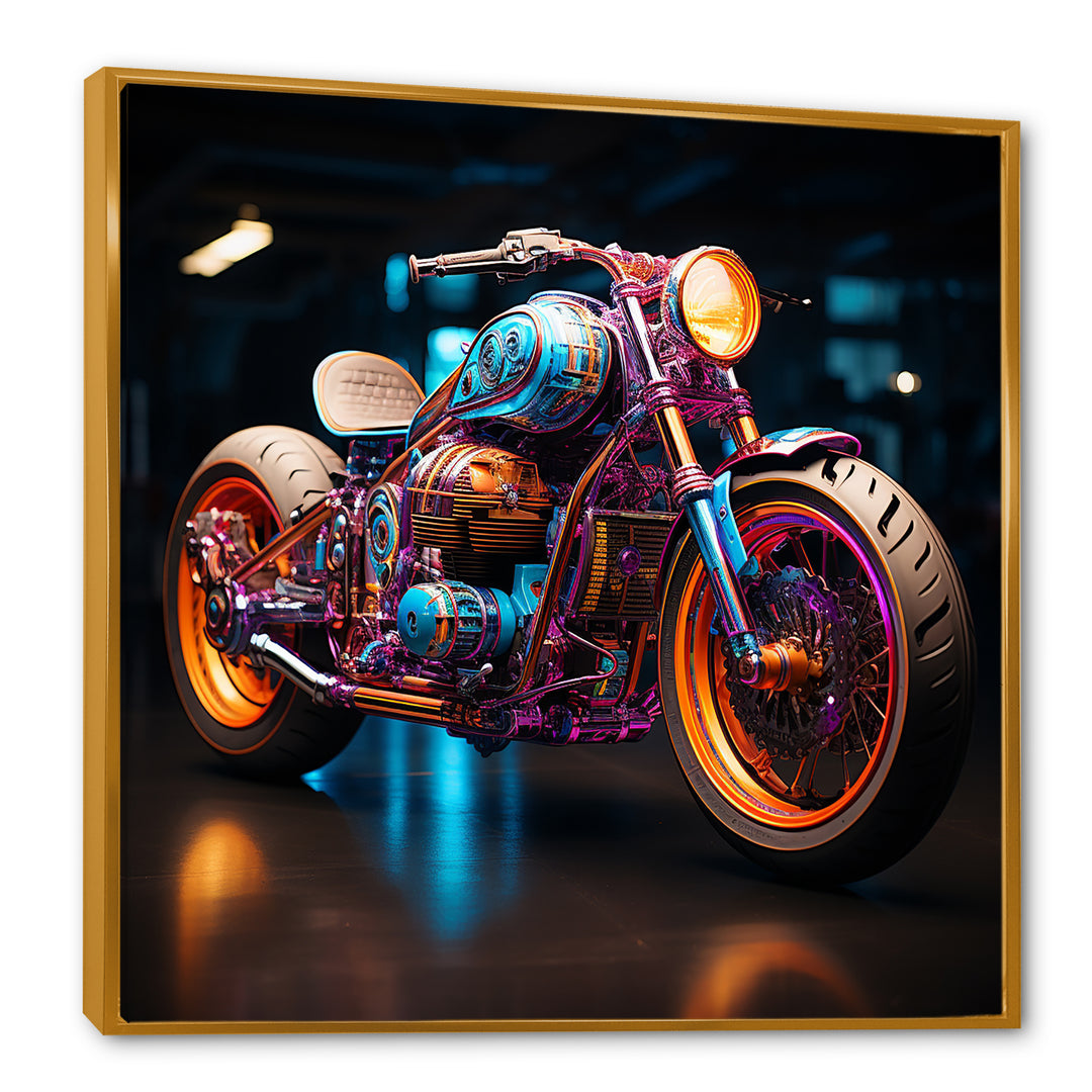 Pop Art Motor Cycle - Motorcycle Canvas Wall Art