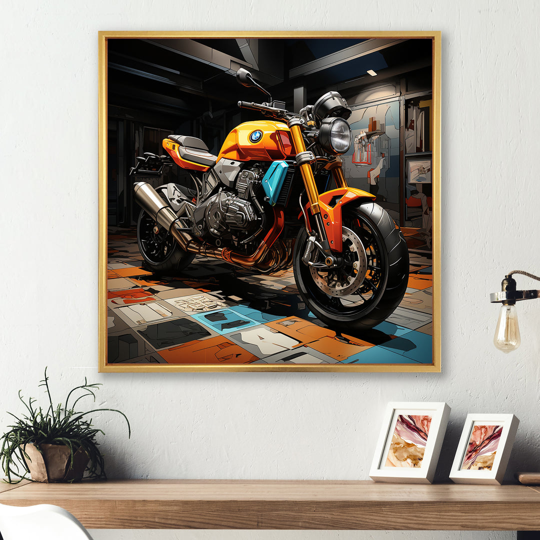 Pop Art Motorcycle - Motorcycle Canvas Wall Art