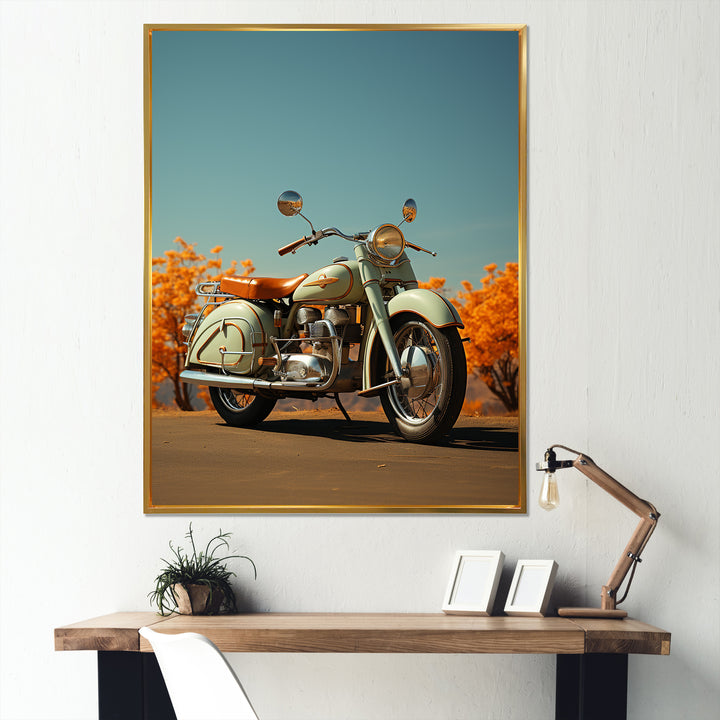 Retro Cruiser Motorcycle - Motorcycle Canvas Wall Art