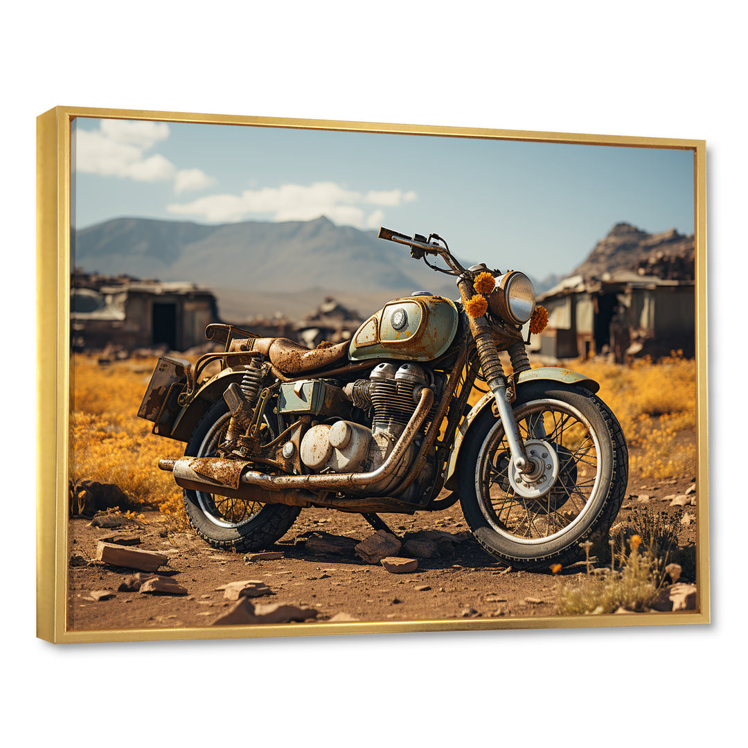 Rustic Adventure Motorcycle - Motorcycle Canvas Wall Art