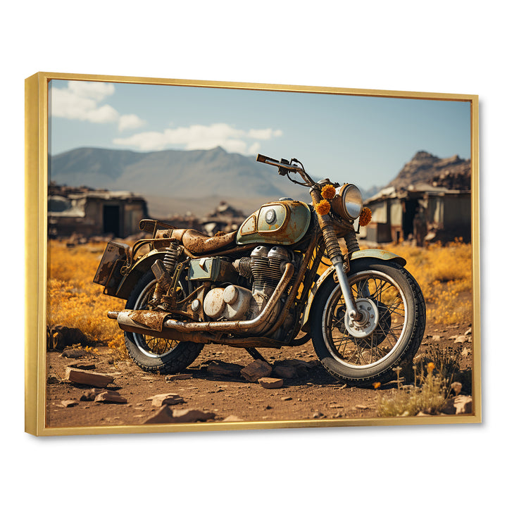 Rustic Adventure Motorcycle - Motorcycle Canvas Wall Art