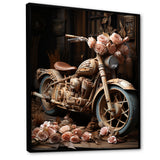 Rustic Adventure Flower Motorcycle - Motorcycle Canvas Wall Art