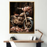 Rustic Adventure Flower Motorcycle - Motorcycle Canvas Wall Art