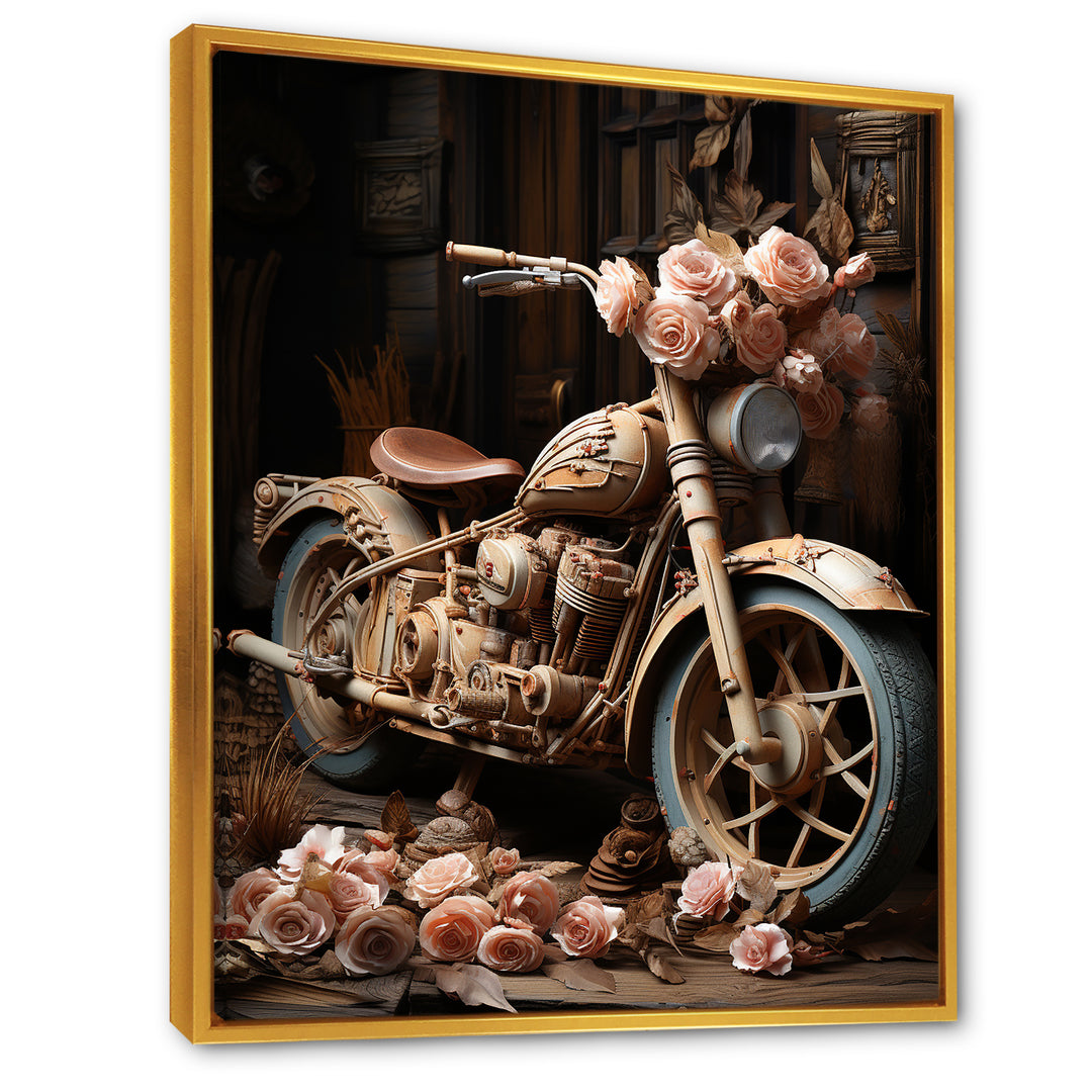 Rustic Adventure Flower Motorcycle - Motorcycle Canvas Wall Art
