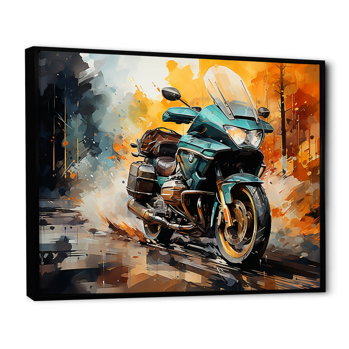 Watercolor Motorcycle Path - Motorcycle Canvas Wall Art