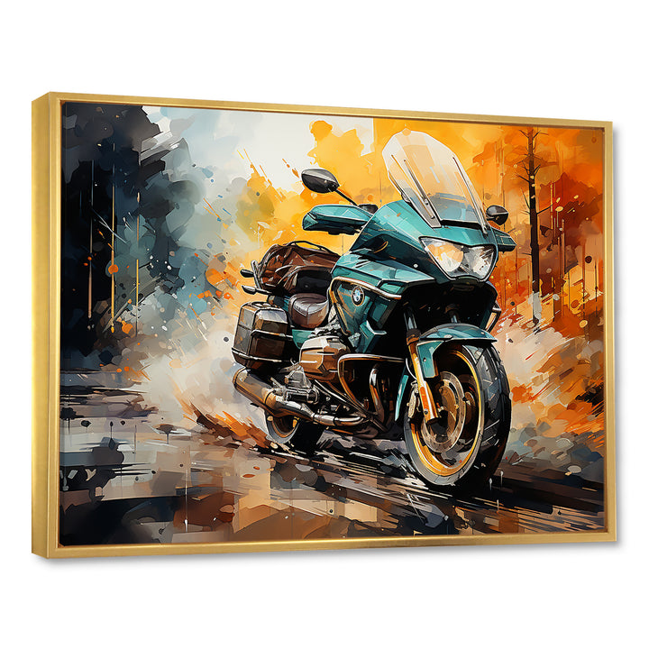 Watercolor Motorcycle Path - Motorcycle Canvas Wall Art