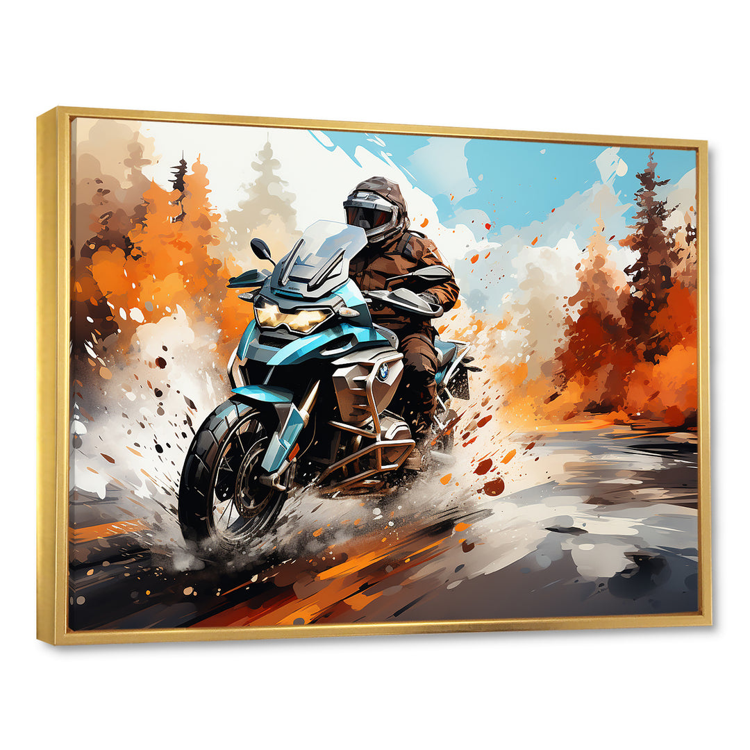 Watercolor Motorcycle Speedster Path - Motorcycle Canvas Wall Art