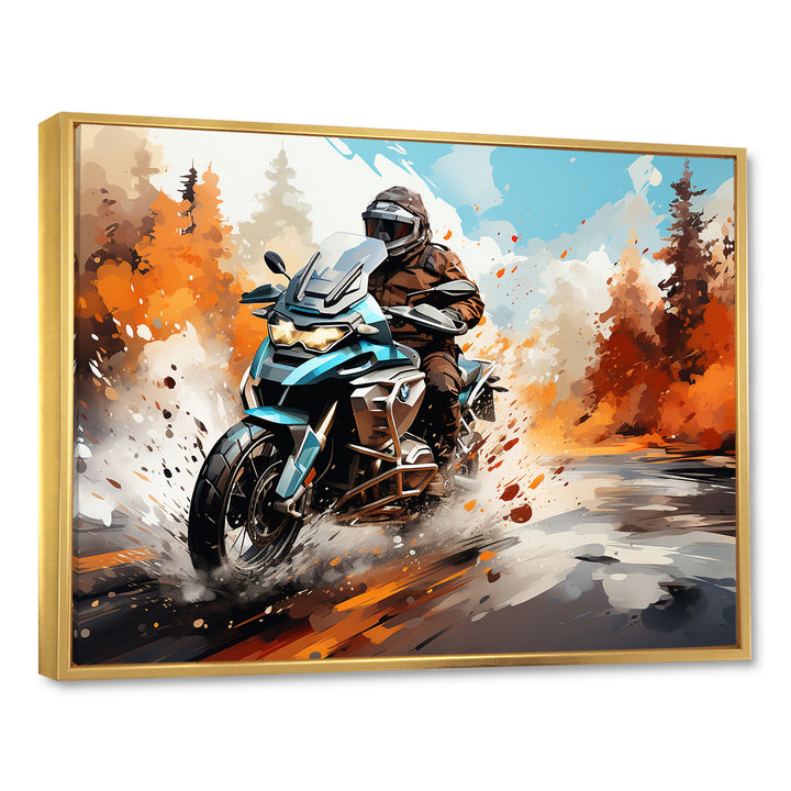 Watercolor Motorcycle Speedster Path - Motorcycle Canvas Wall Art