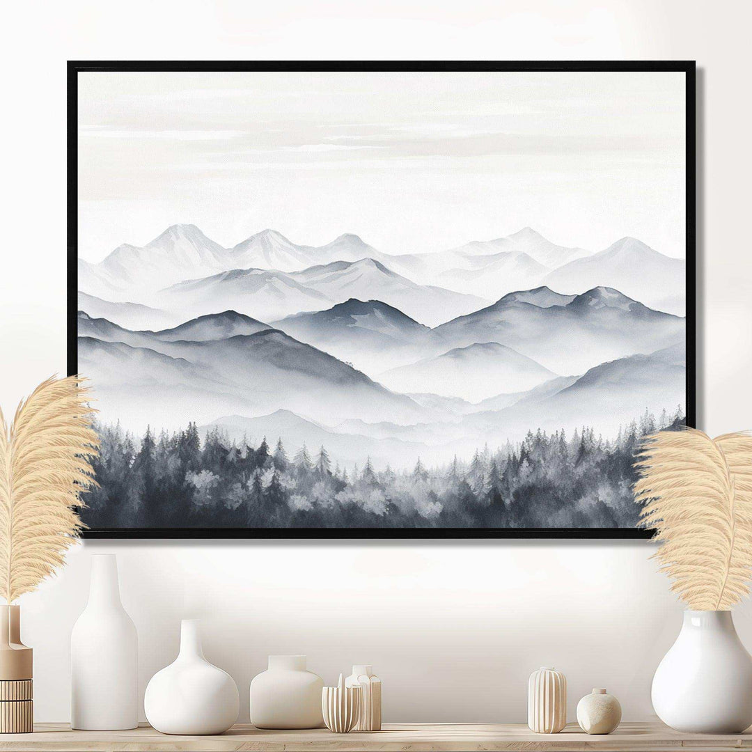 Morning Fog Mountain Wonder - Landscapes Canvas Wall Art