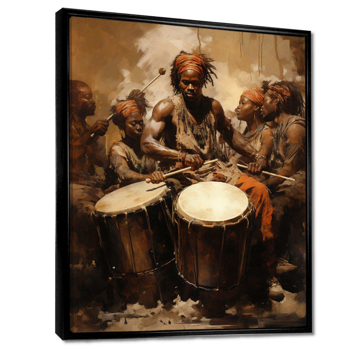 Traditional African Drum Drama - Music Canvas Wall Art