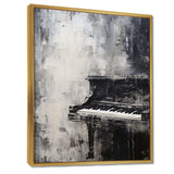 Minimalism Piano Midnight Black And White I - Music Canvas Wall Art