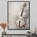 Minimalism White Violin Music - Music Canvas Wall Art