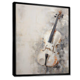 Minimalism White Violin Music - Music Canvas Wall Art