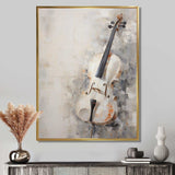 Minimalism White Violin Music - Music Canvas Wall Art