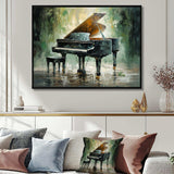 Green Piano Impressionists Instrument - Music Canvas Wall Art