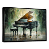 Green Piano Impressionists Instrument - Music Canvas Wall Art