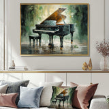 Green Piano Impressionists Instrument - Music Canvas Wall Art