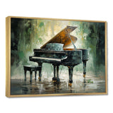 Green Piano Impressionists Instrument - Music Canvas Wall Art