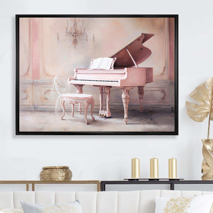 Pink Pastel Piano Play IV - Music Canvas Wall Art