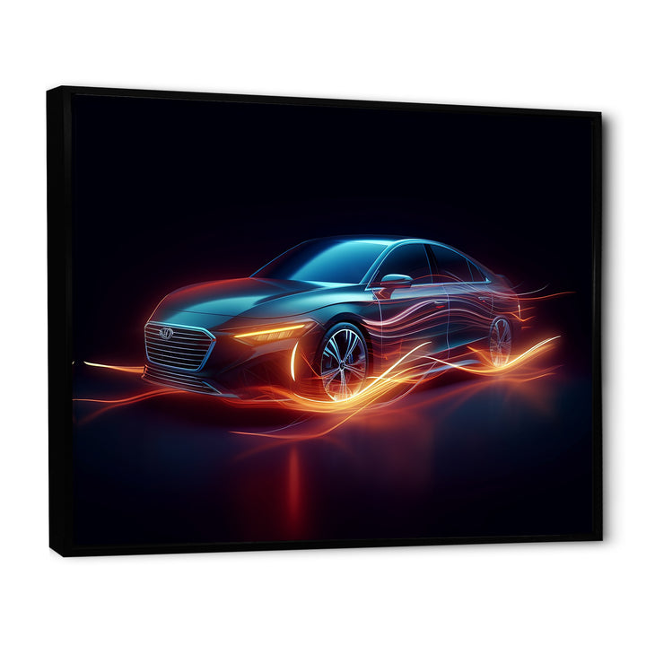 Neon Light Strips Luxury Car - Cars Luxury Canvas Wall Art